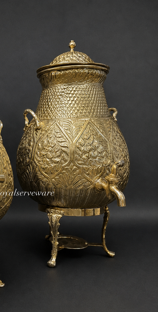 Golden brass tea dispenser