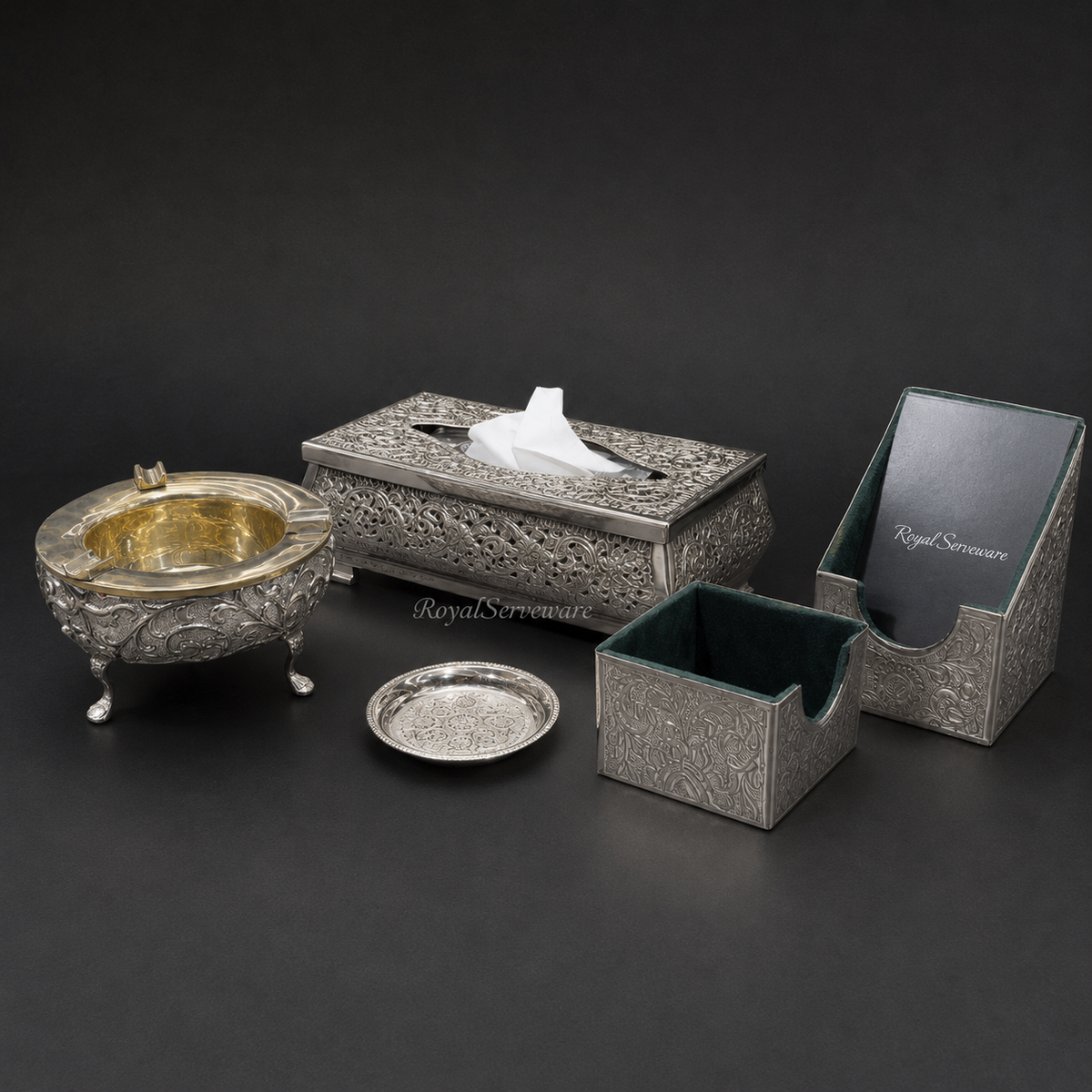 Silver executive desk set 5 pcs