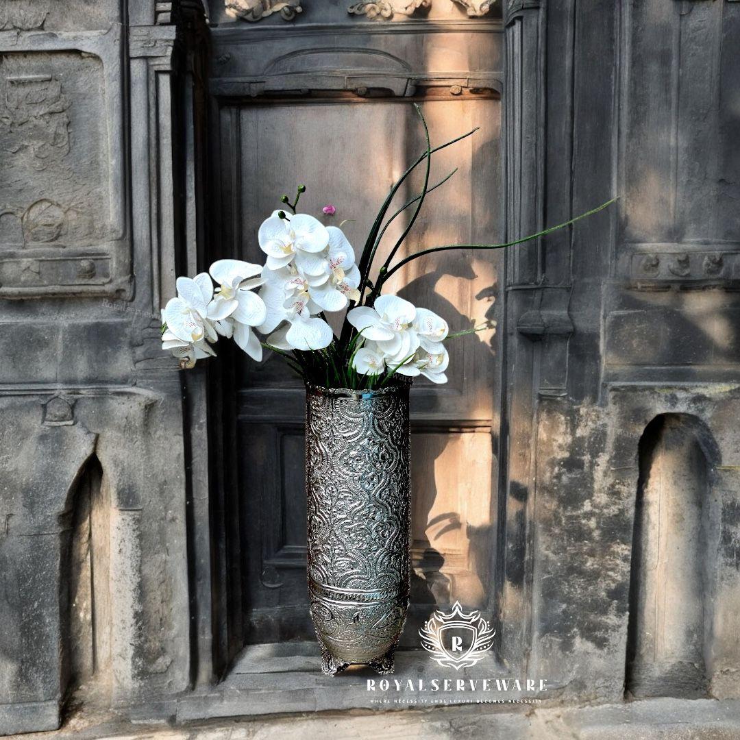 Arabesque vase brass silver platted