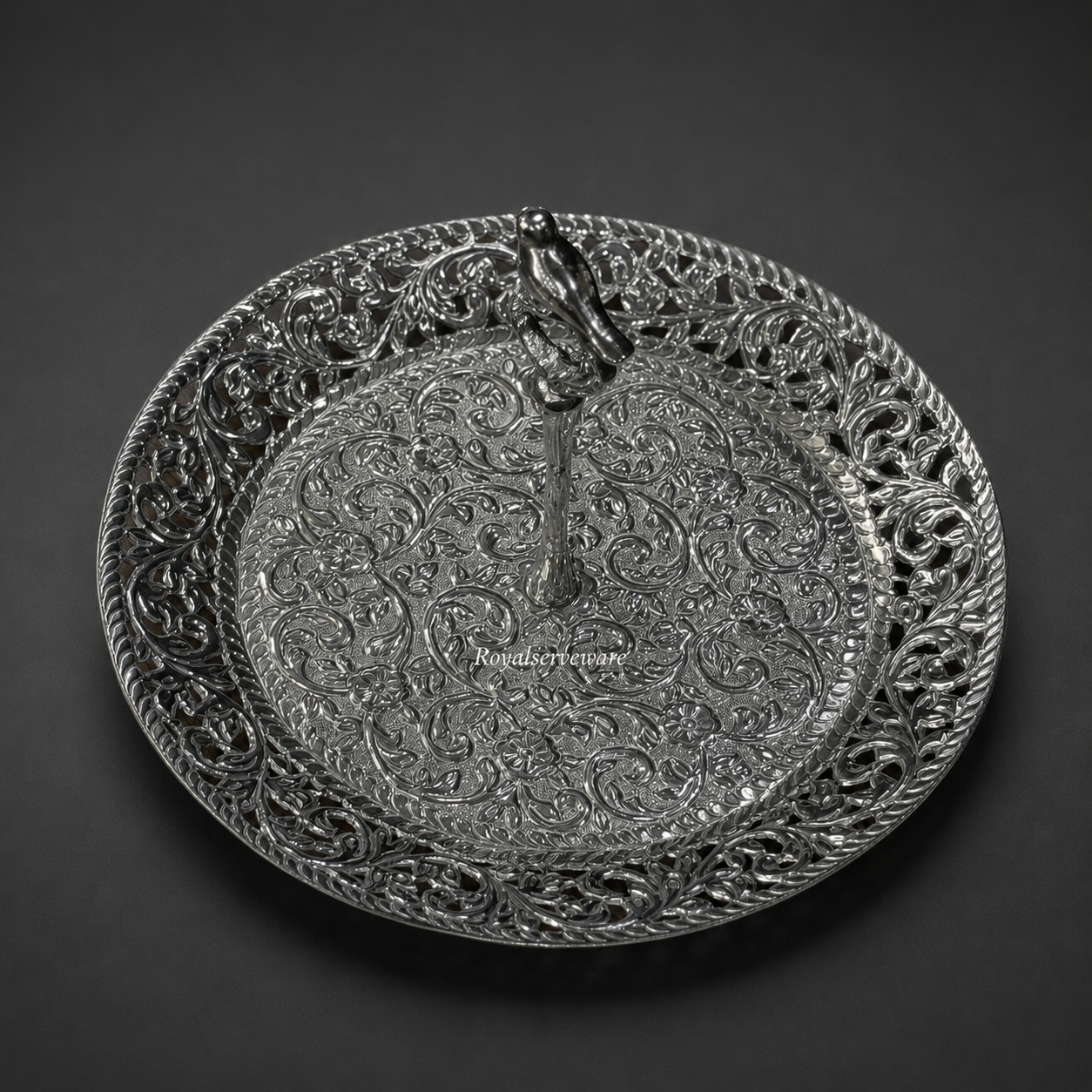 Bird platter silver