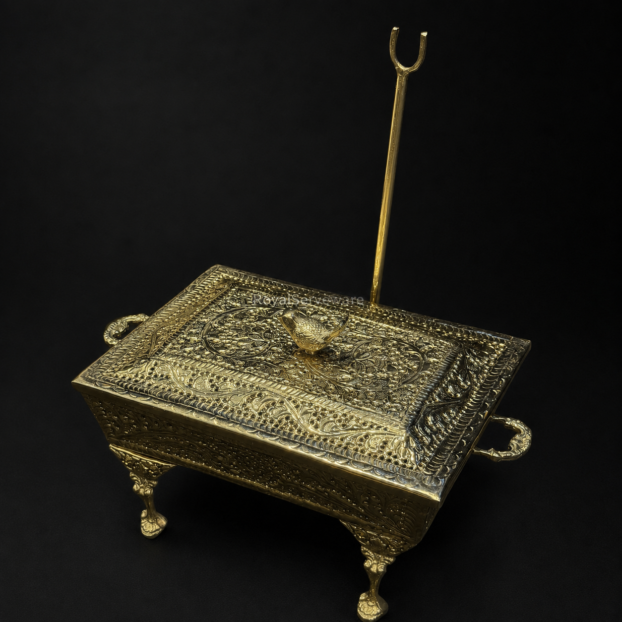 Bird knob rectangular dish