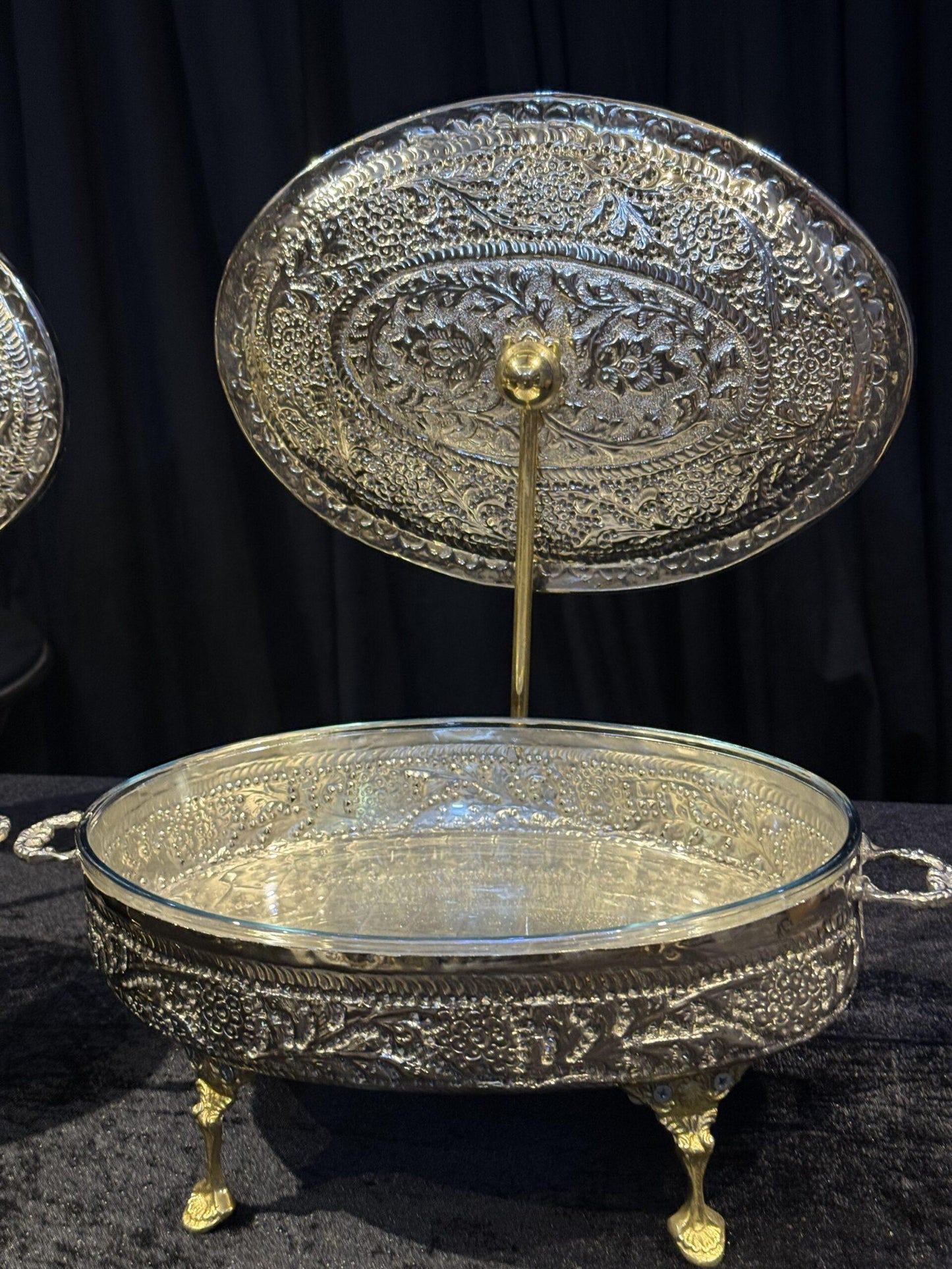 Oval cutwork silver brass