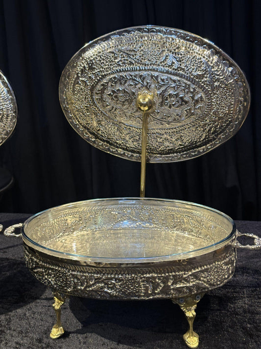 Oval cutwork silver brass