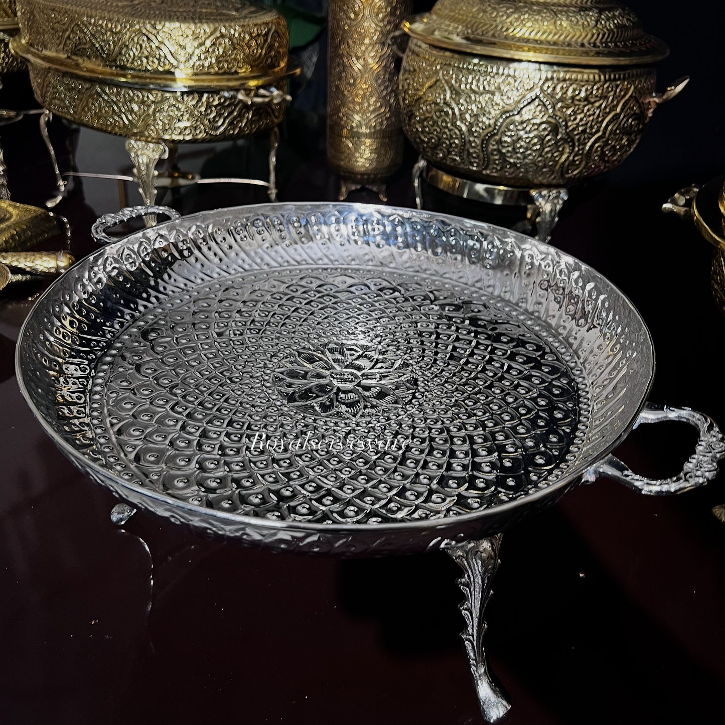 Silver brass thaal 15”