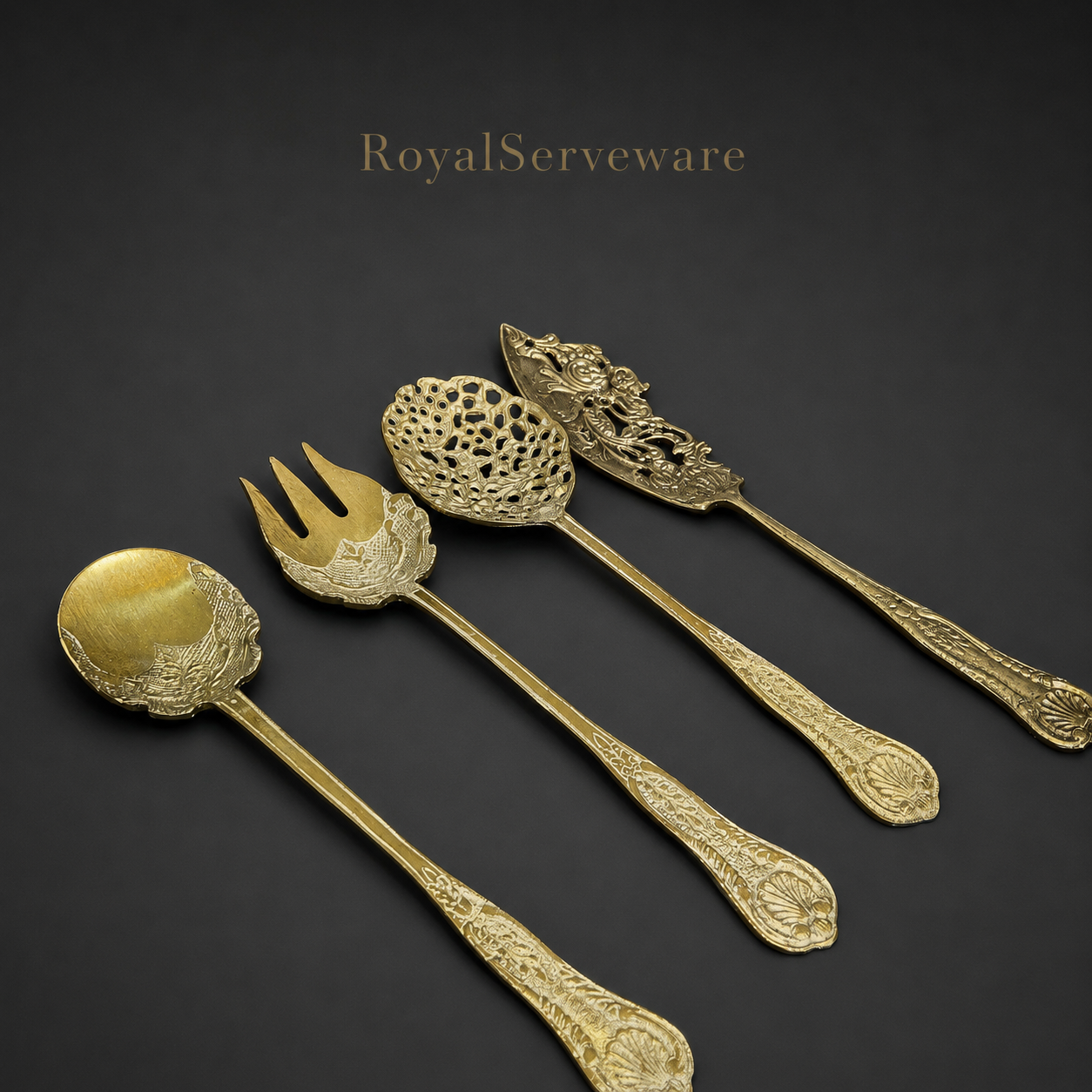 Brass set of 4 spoons