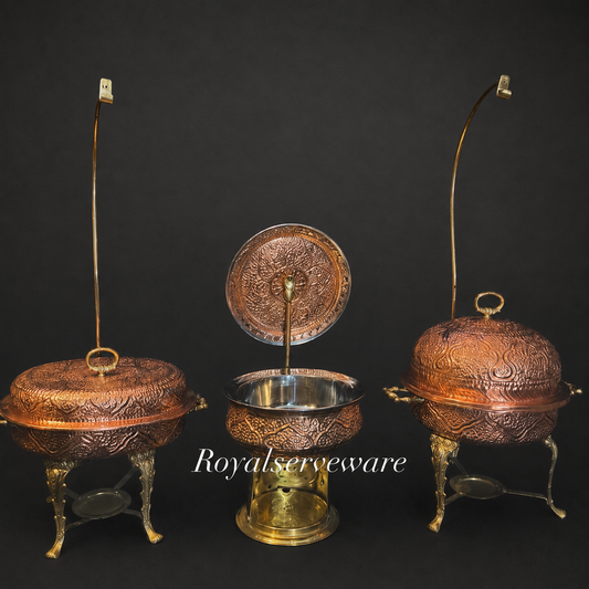 Set of 3 copper chafing dishes