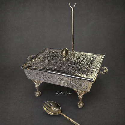 Rectangular cutwork dish silver