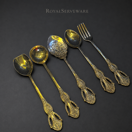 Brass serving spoon set of 5
