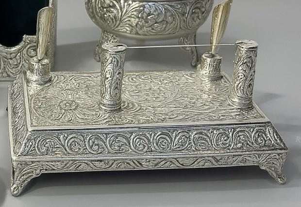 Silver executive desk set 5 pcs
