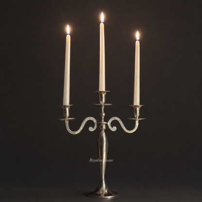 Silver brass candle holder