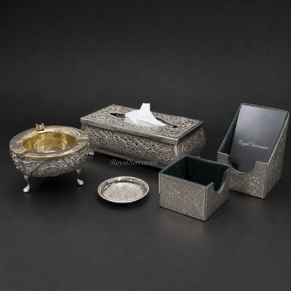 Silver executive desk set 5 pcs