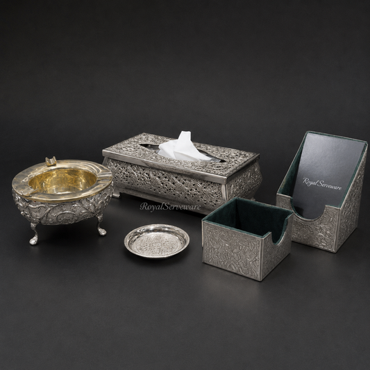 Silver executive desk set 5 pcs