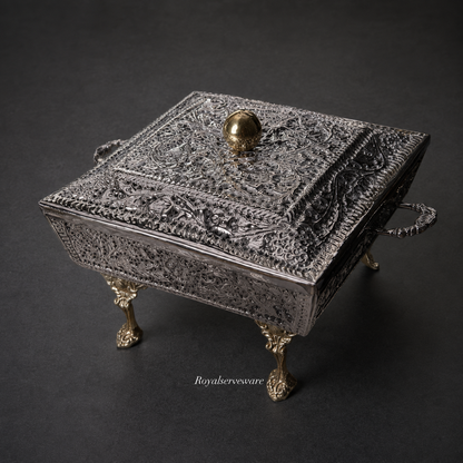 Square cutwork dish silver