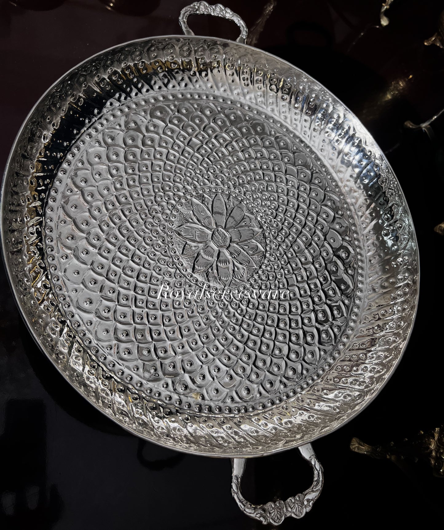 Silver brass thaal 15”