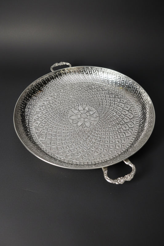 Silver brass thaal 15” with stand