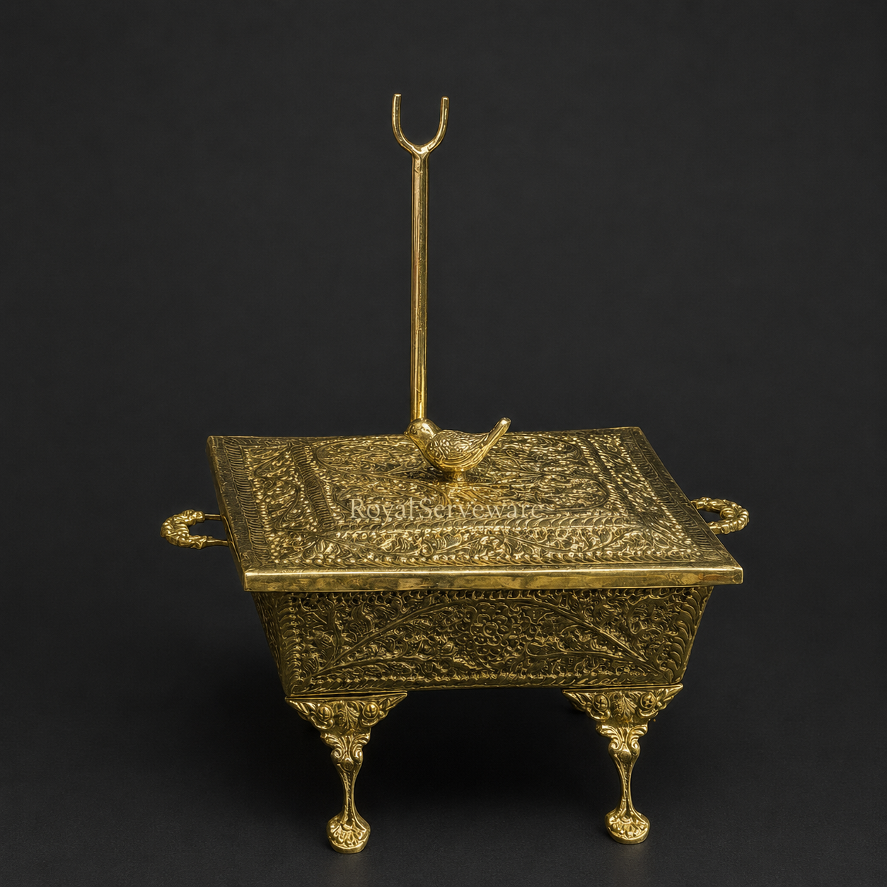 Bird knob square dish