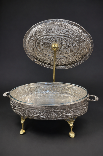 Oval cutwork silver brass