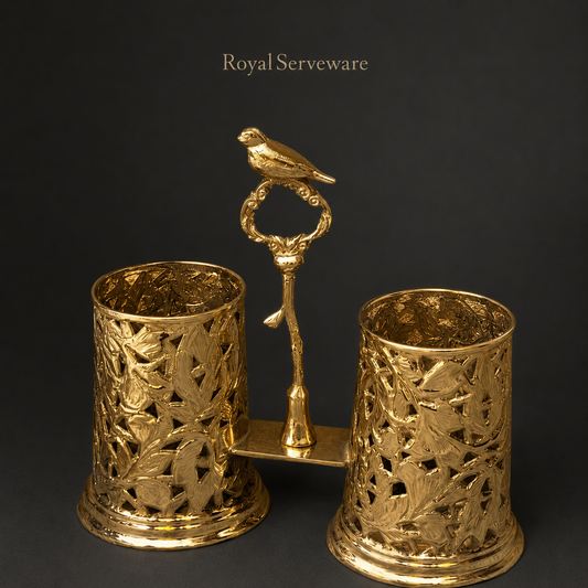 Brass bird cutlery holder