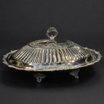 Silver brass scalloped dish