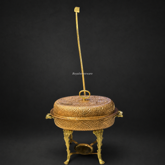 Oval Copper chafing dish nakshi