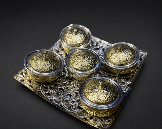 Mini handi dip platter silver brass combo
