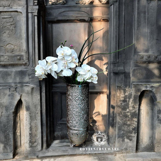 Arabesque vase brass silver platted
