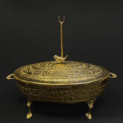 Bird knob oval dish