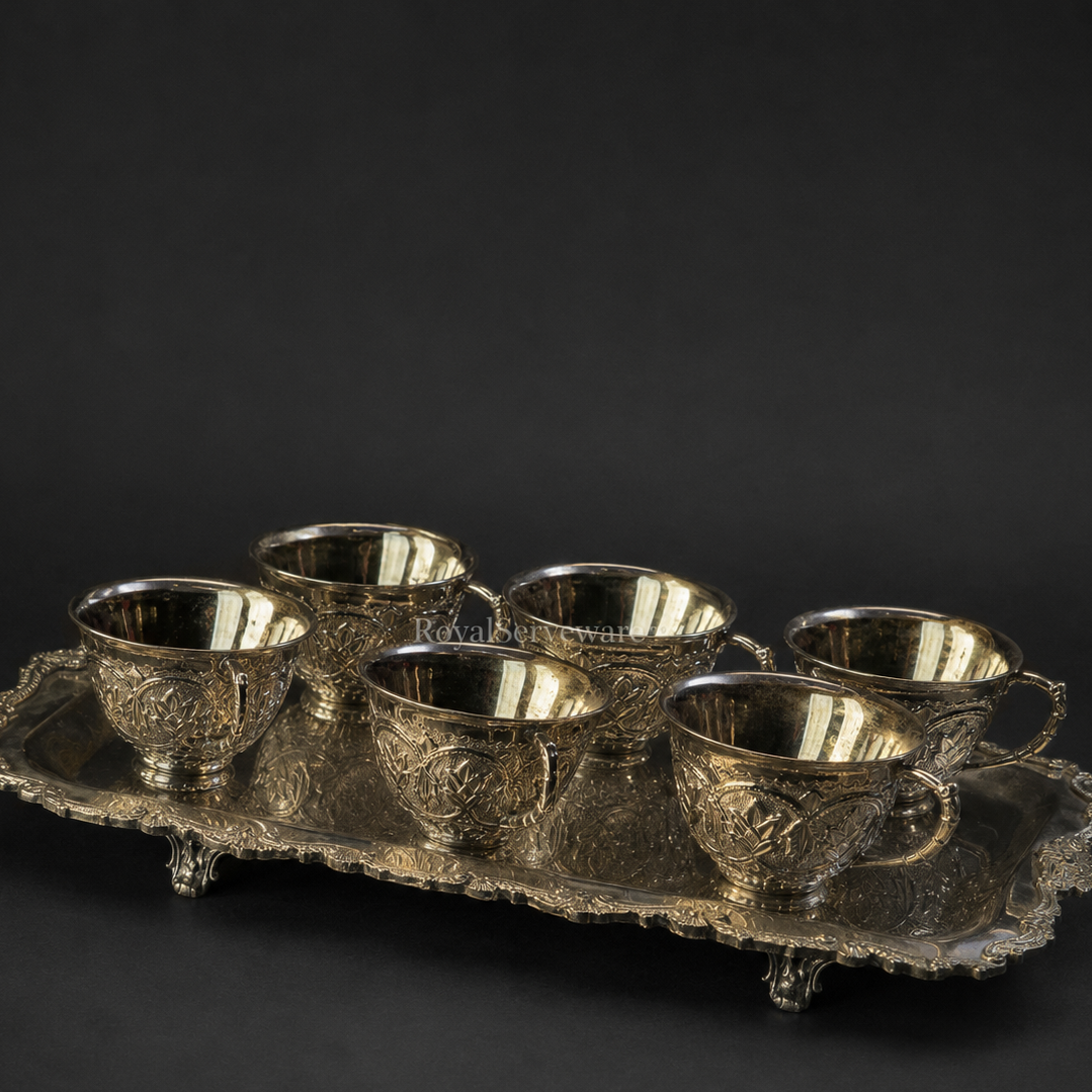 Silver brass cups set of 6