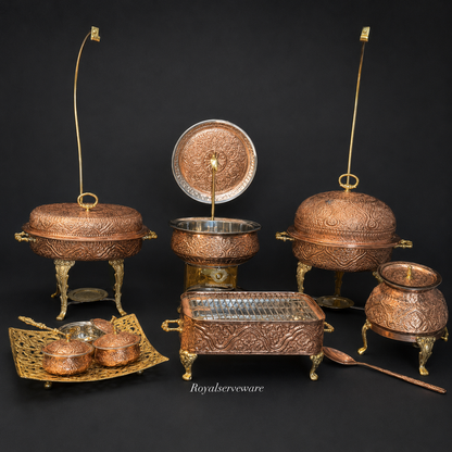 Small copper chafing dishes set