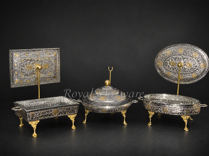 Set of 3 double tone cutwork dishes