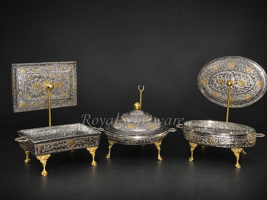 Set of 3 double tone cutwork dishes