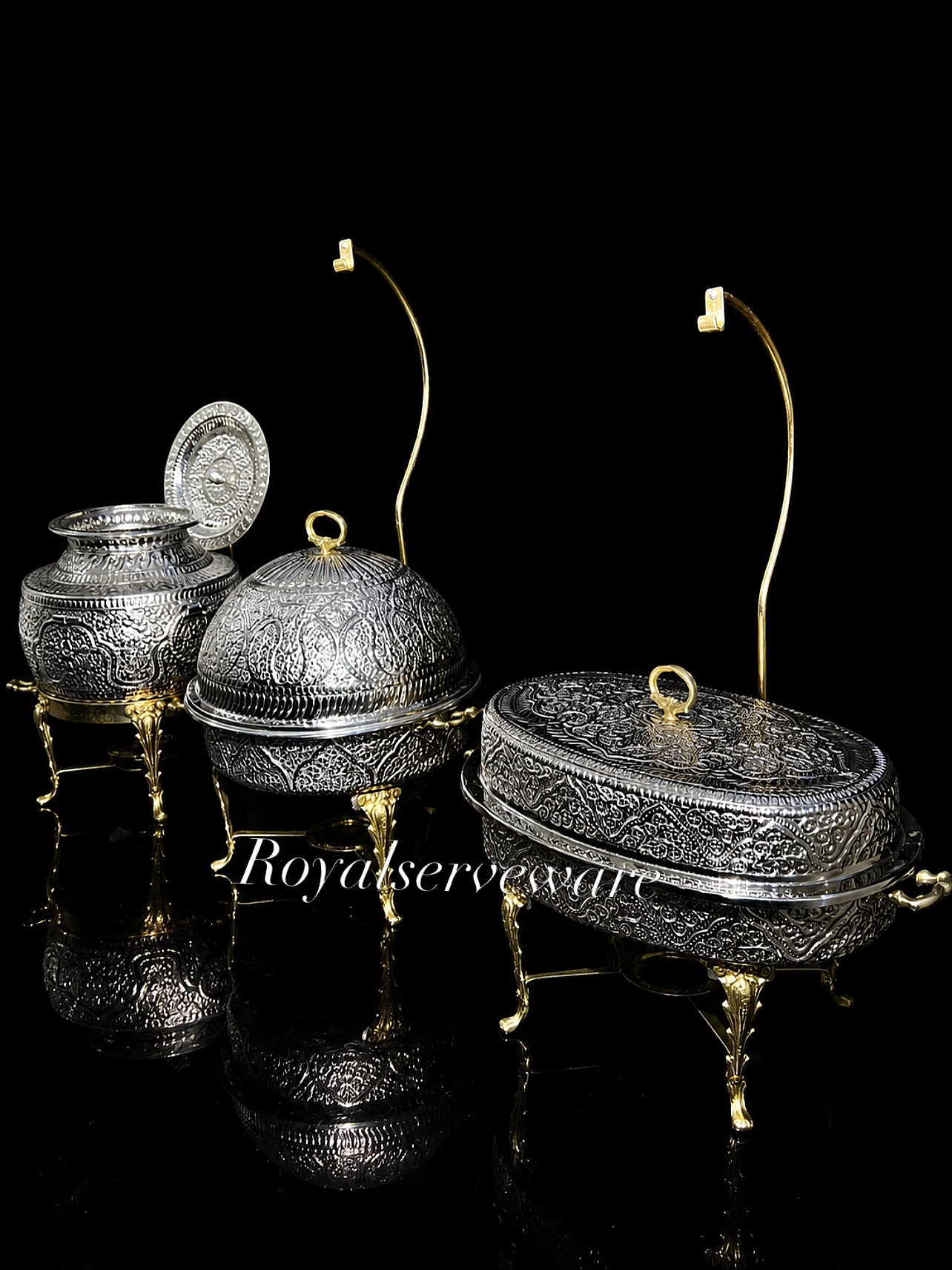 Buffet set silver brass