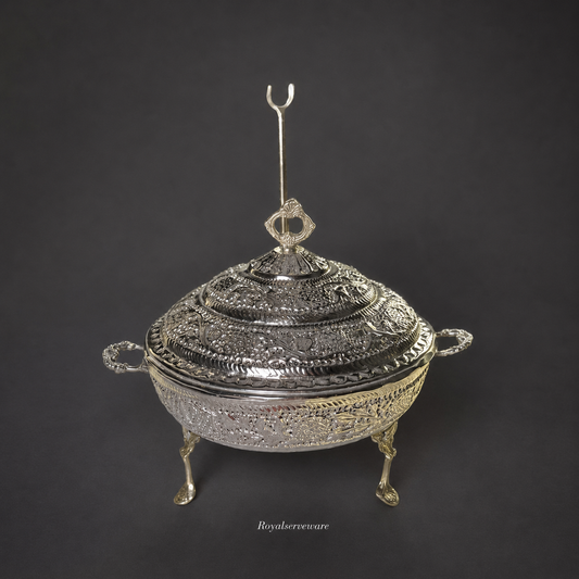 Nuran cutwork dish silver brass  10"