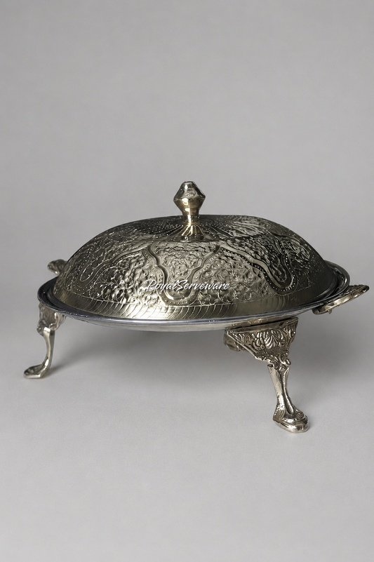 Silver serving tawa 10”