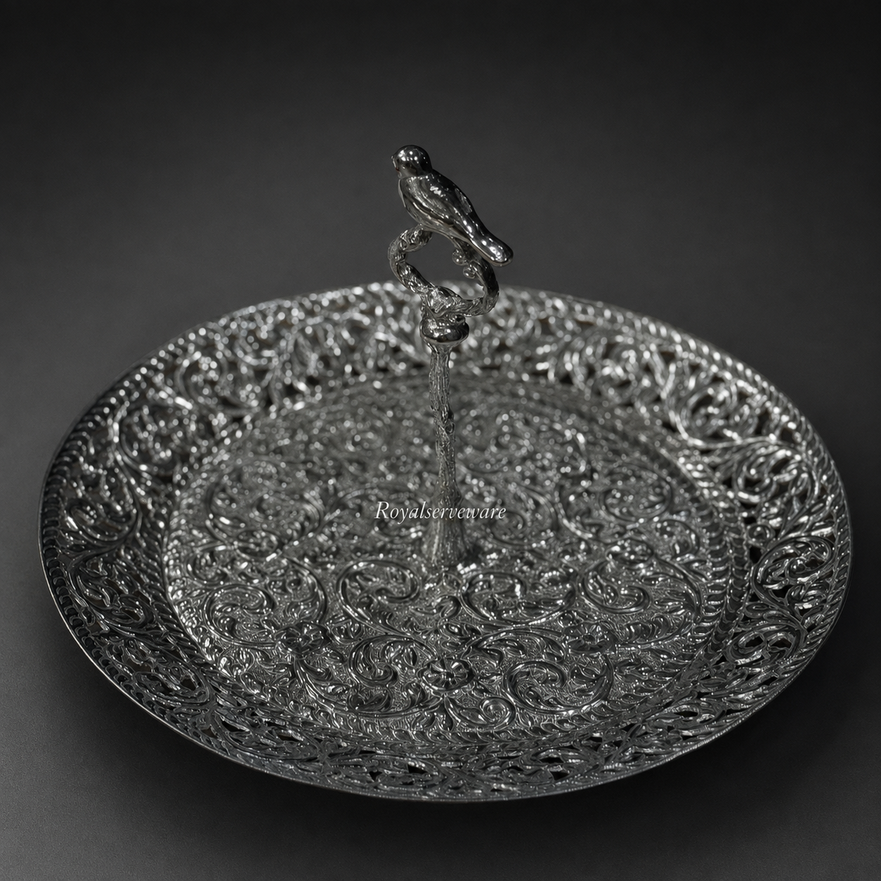 Bird platter silver