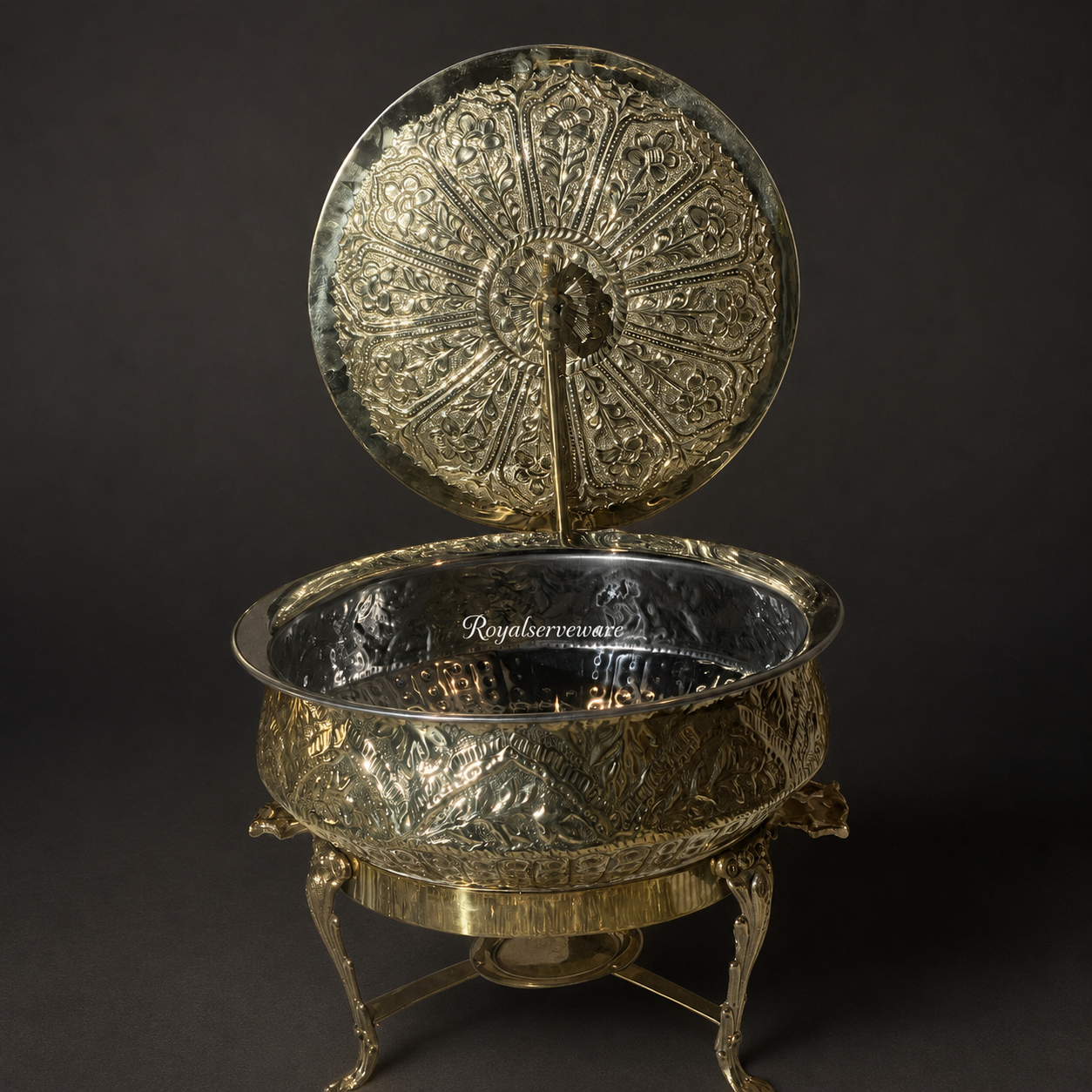 Brass lotus chafing handi