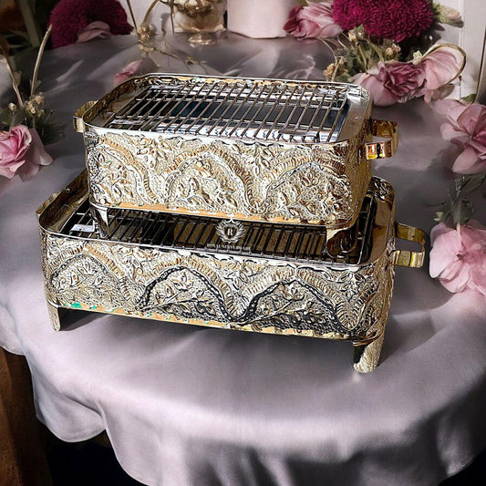 Silver Copper bbq Serving Grill