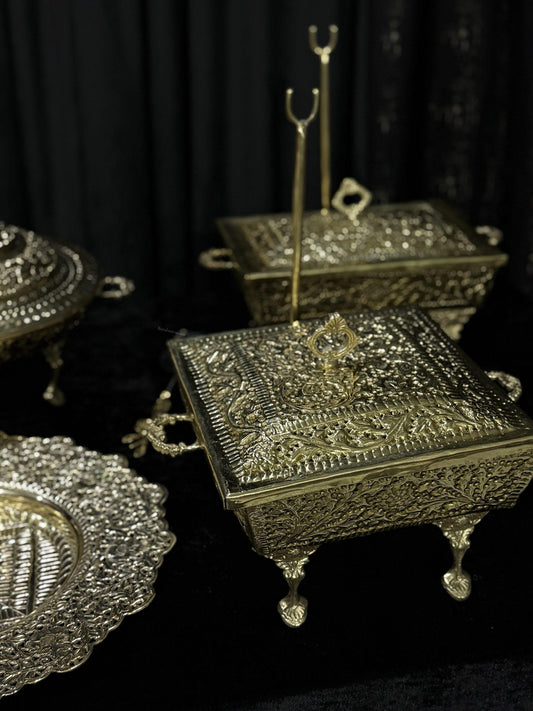 Square cutwork dish brass