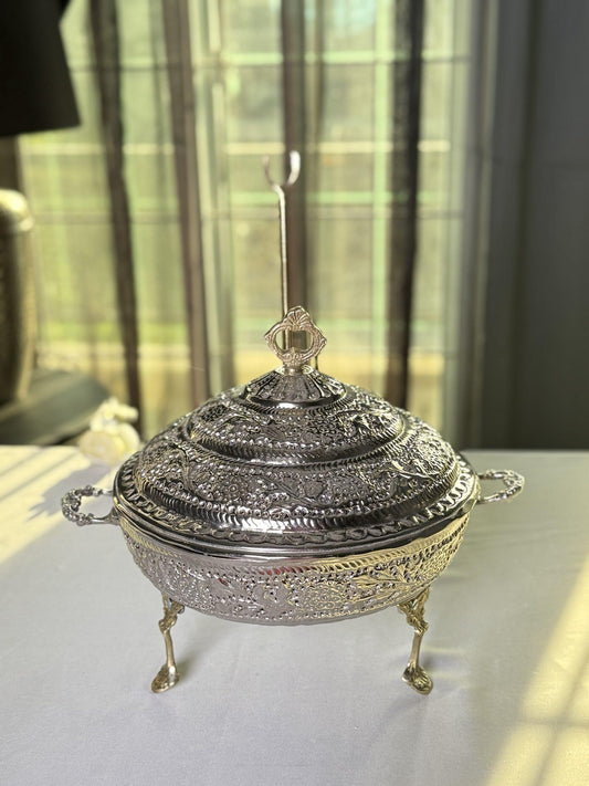 Nuran cutwork dish silver brass  10"