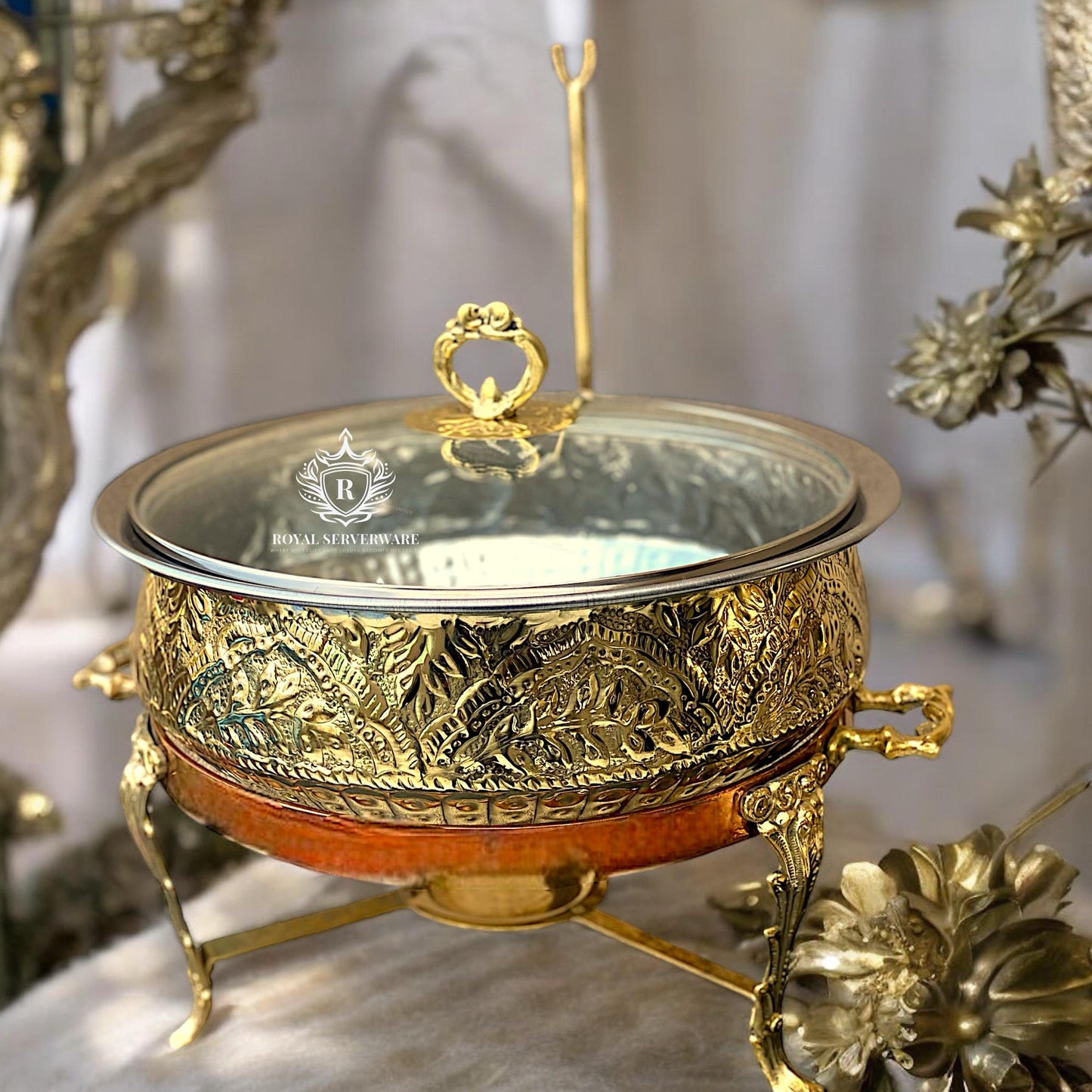 Glass lid brass handi