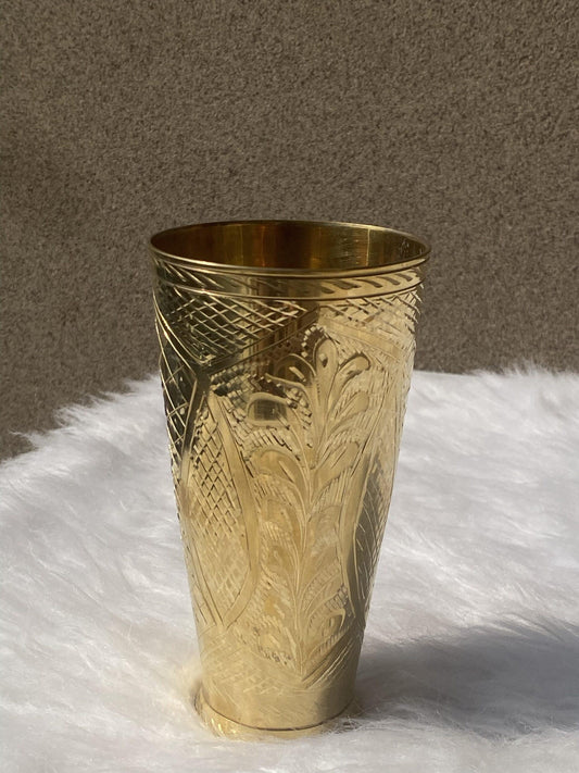 Brass kalamkari work glass