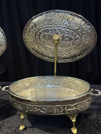 Oval cutwork silver brass