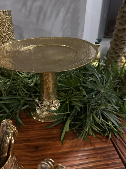 Rose Brass platter with riser