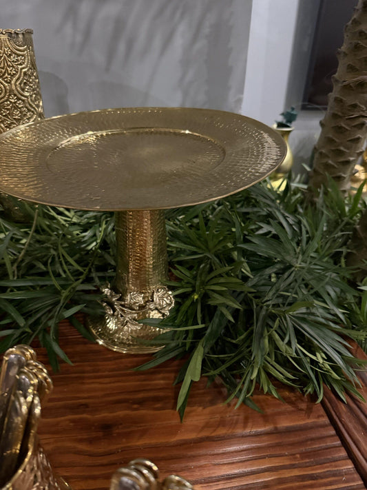 Rose Brass platter with riser