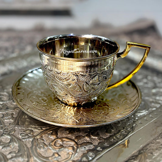 Silver brass cup & saucer