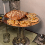 Rose Brass platter with riser