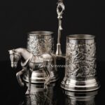 Horse Cutlery holder silver brass