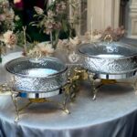 Glass lid brass silver handi