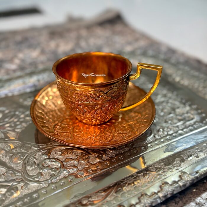 Copper cup & saucer set - Image 1