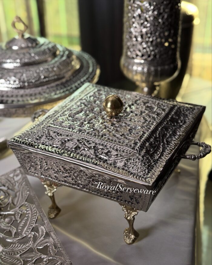 Square cutwork dish silver - Image 1